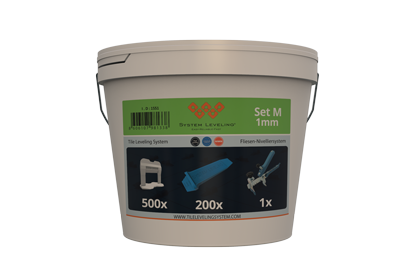 Tile Leveling Set S 1mm – Pack with clips, wedges, and pliers