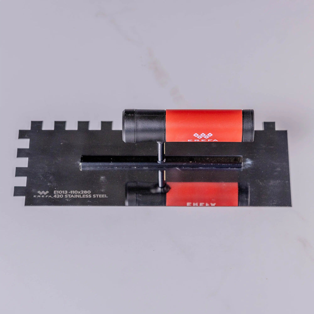 E1013 Stainless steel notched trowel for adhesive – 12mm teeth